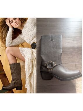 Frye & Co. | Lorrie Harness 12 Vegan Leather Boot In Smoke